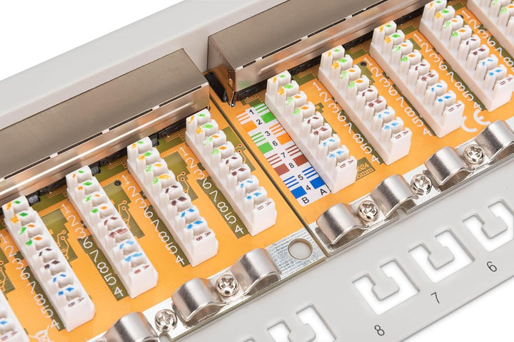 DIGITUS Patchpanel - 19-Zoll - Cat-6 - 24-Port RJ45 - Geschirmt - LSA Patch-Feld - Rack-Montage 1HE