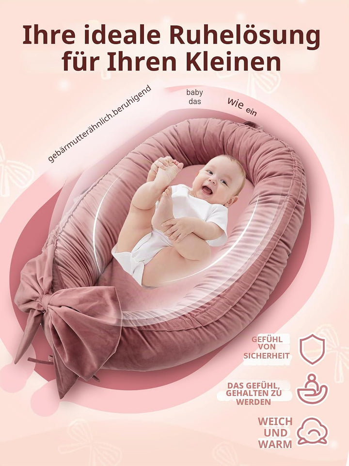 EAQ Babynest Nestchen Baby Weiches Atmungsaktives Babybett für Neugeborene Geschenk Baby Erstausstat
