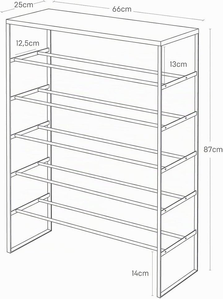 Shoe rack with wood top board - Tower - white Single Weiss, Single Weiss