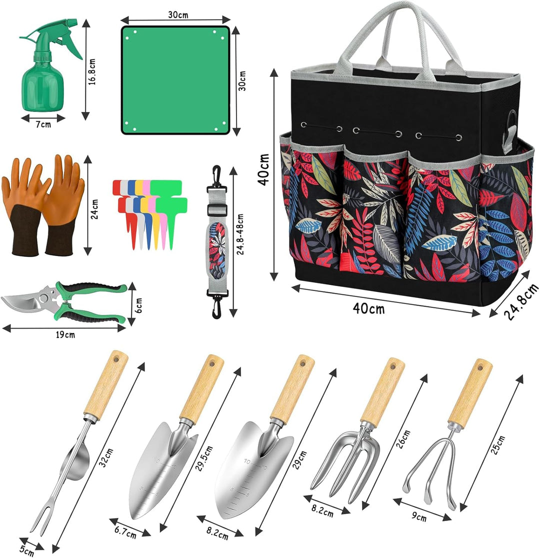 Gartenwerkzeug Set 12 teilig Edelstahl – Robustes Gartengeräte Set mit ergonomischen Griffen, Garten