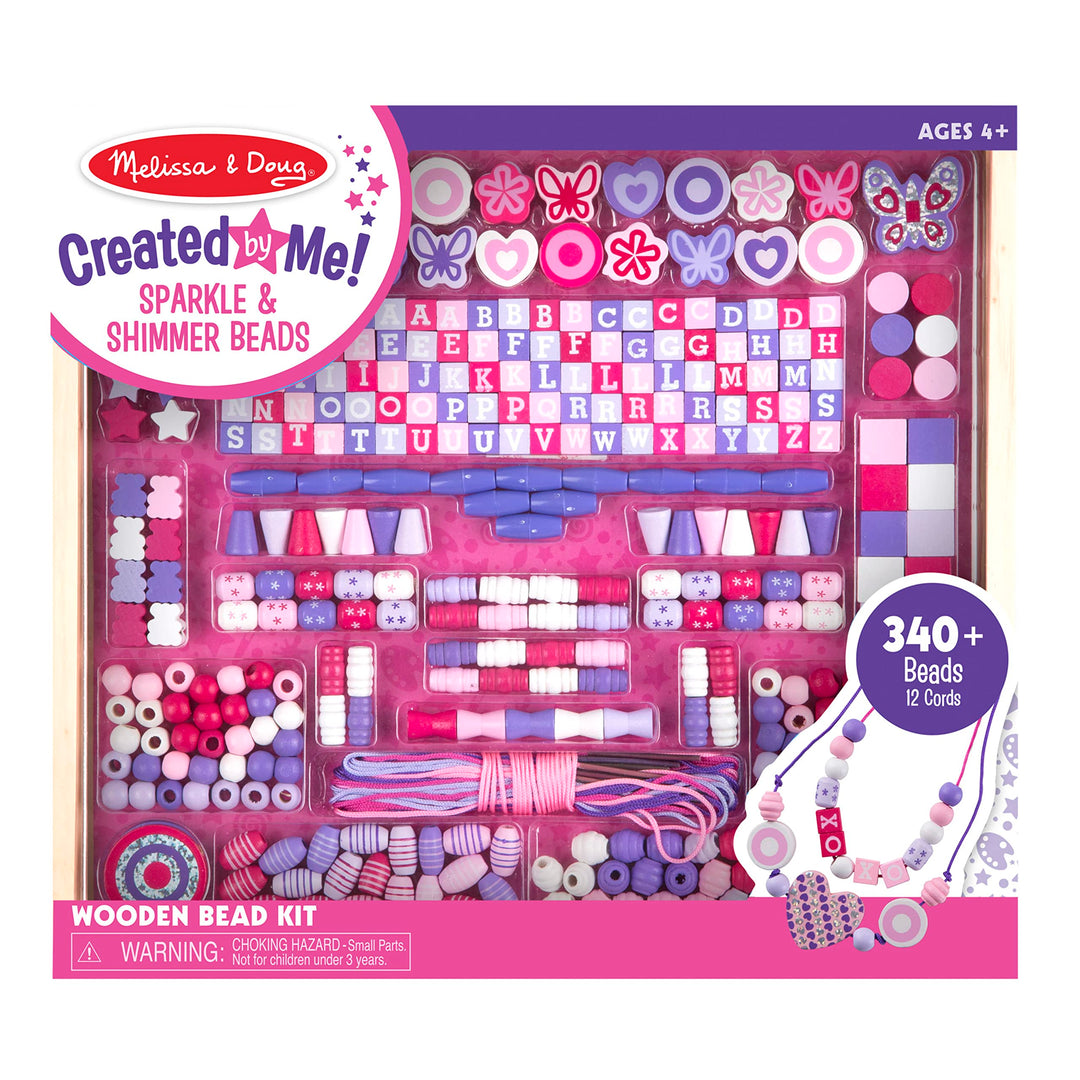 Melissa & Doug Created by Me! Sparkle & Shimmer Beads Holzperlen-Set, 340+ Perlen zur Schmuckherstel