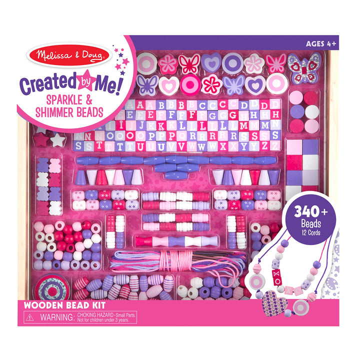 Melissa & Doug Created by Me! Sparkle & Shimmer Beads Holzperlen-Set, 340+ Perlen zur Schmuckherstel