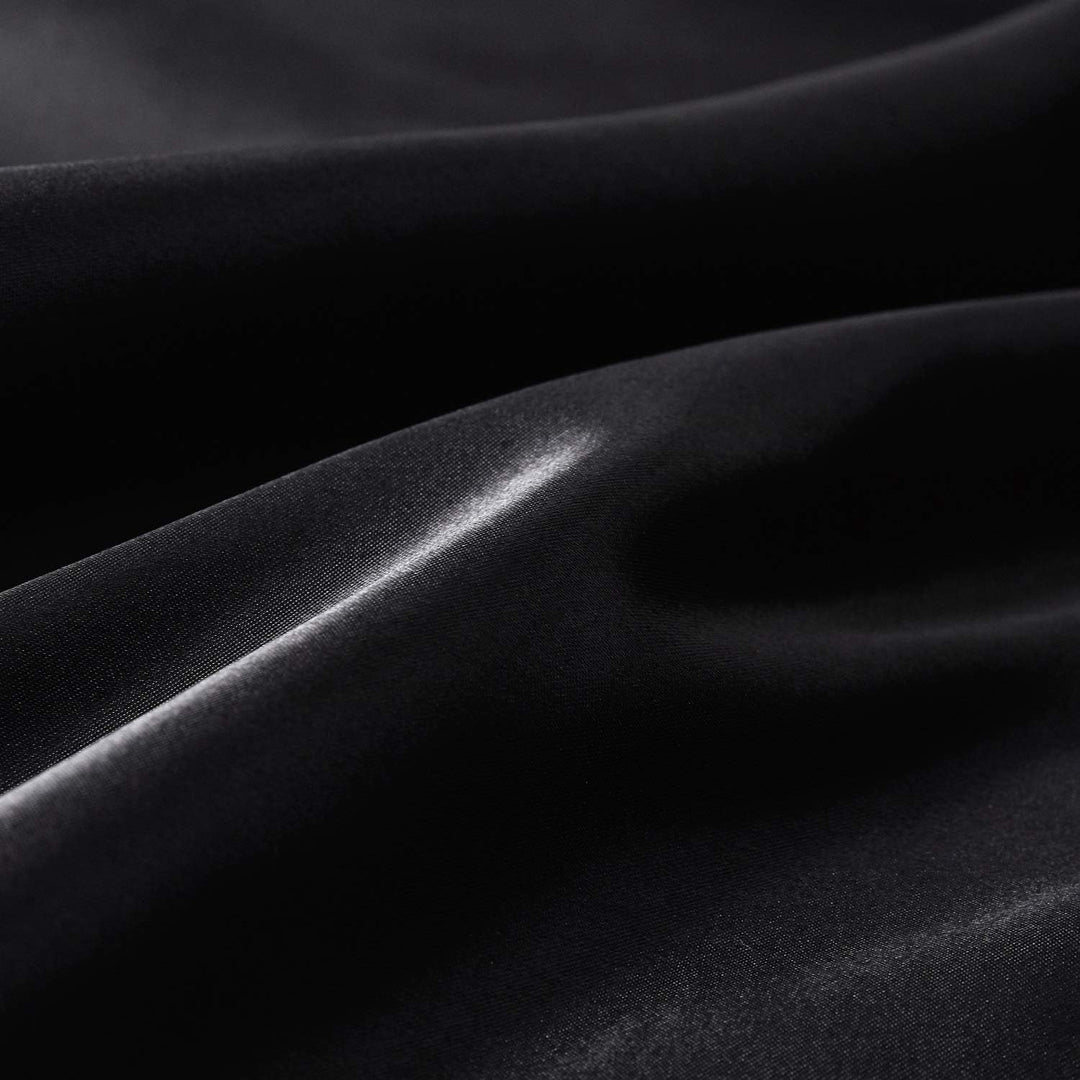 Boqingzhu Satin Bettwäsche 220x240cm King Size Schwarz Uni Glänzend Seide Bettbezug mit Reissverschl