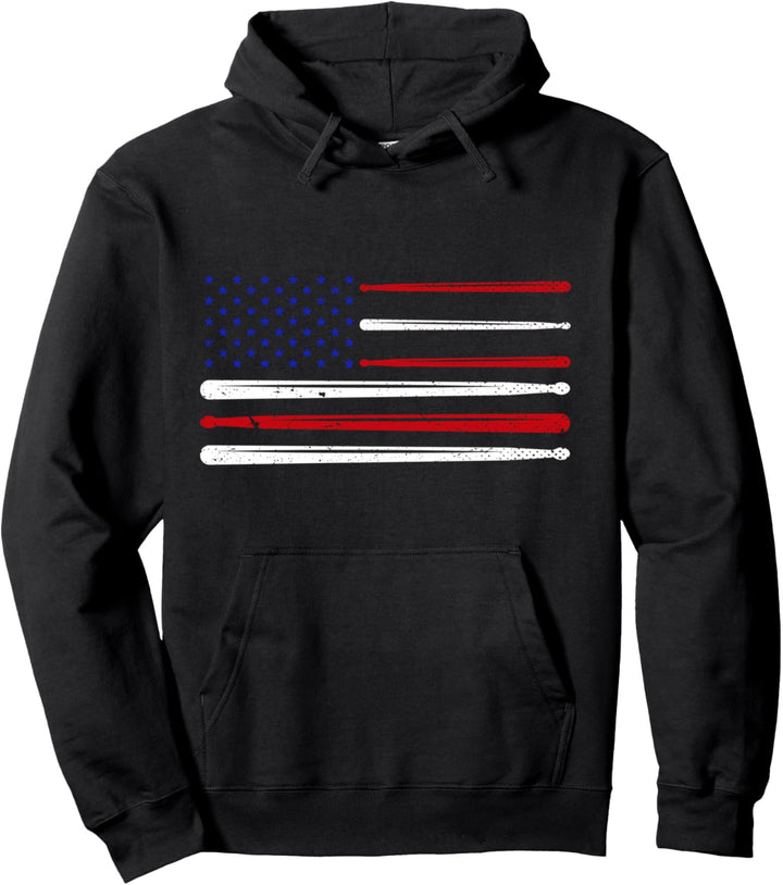 Amerika Flagge Drumsticks Musik Drummer Schlagzeug Pullover Hoodie