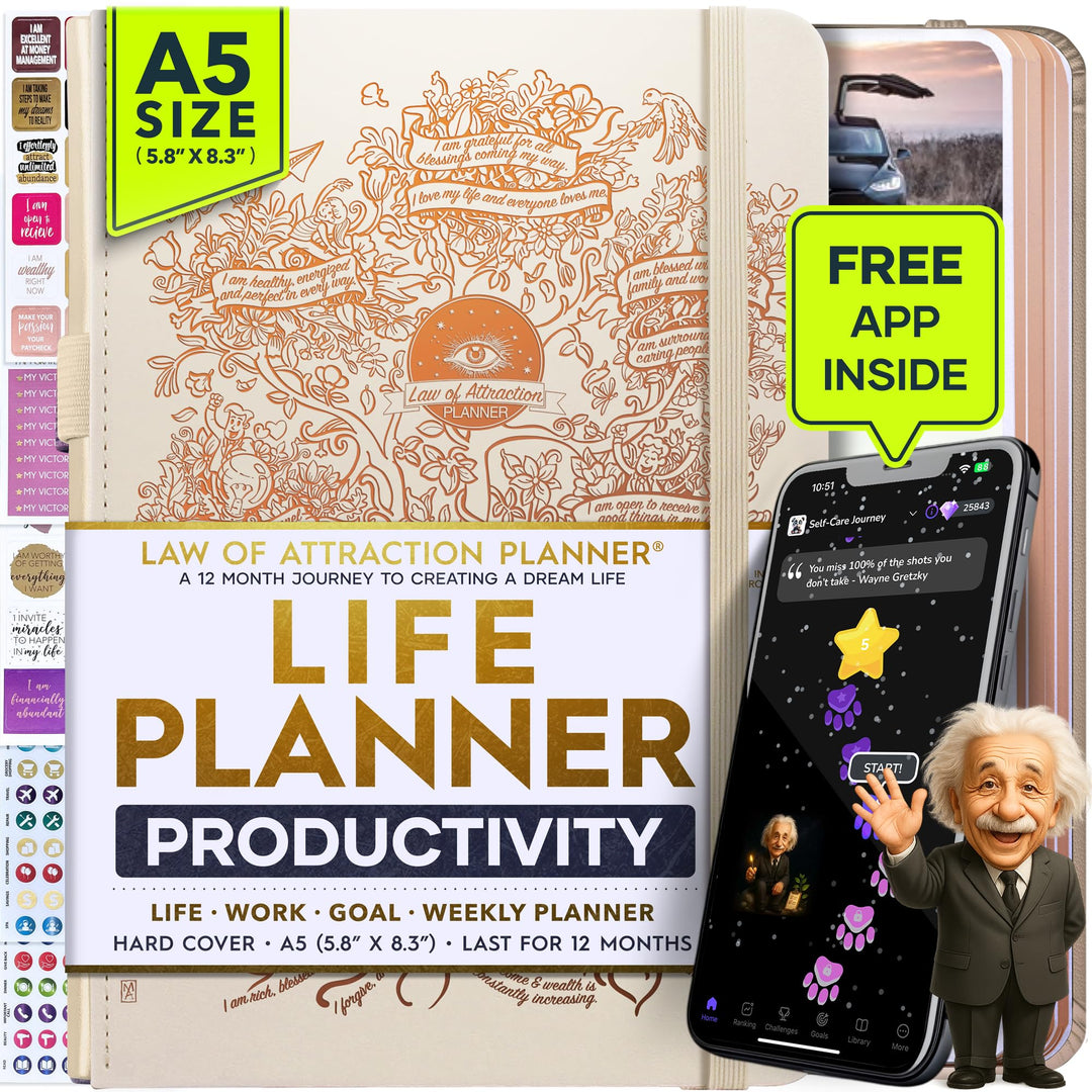 Law of Attraction Life & Goal Planner Lebensplaner - Undatierte Deluxe-Wochen- und Monatsplaner, ein