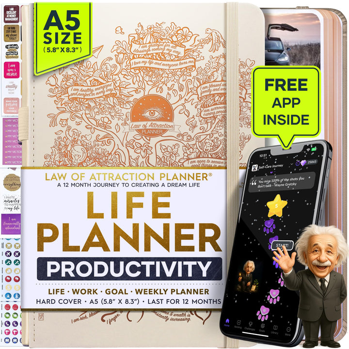 Law of Attraction Life & Goal Planner Lebensplaner - Undatierte Deluxe-Wochen- und Monatsplaner, ein