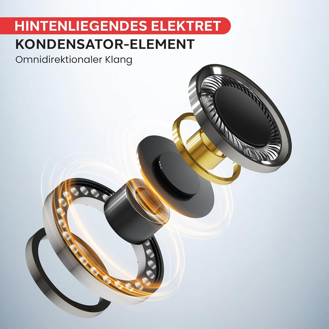 Pyle Doppel- Headset Mikrofon, Kondensator, Über-Ohr-Bügel, Omnidirektional &amp; kabelgebunden, 1,2m Ka