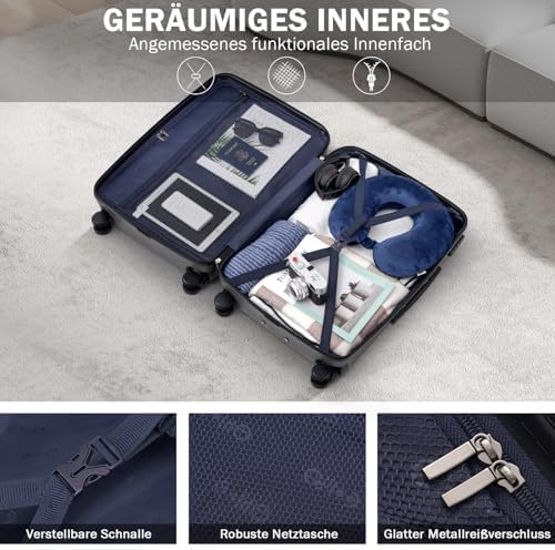 COOLIFE Koffer Trolley-Koffer Hartschalen-Koffer Rollkoffer Reisekoffervon ABS-Material mit TSA-Schl