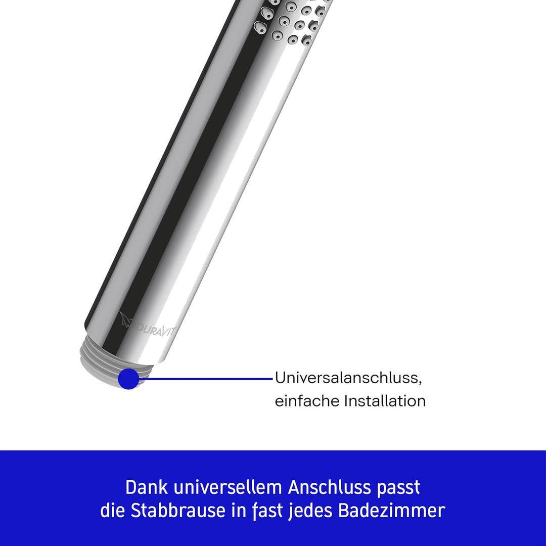 Duravit wassersparende Stabbrause, Duschkopf mit Strahlart Rain, Duschbrause rund, Handbrause mit wa