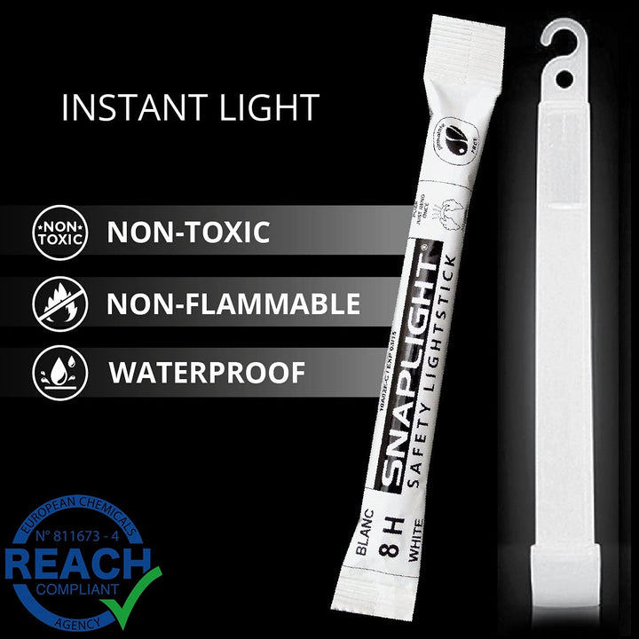 Cyalume SnapLight Knicklichter in weiss (20-er Pack) - 15 cm Glow Sticks mit Haken am Ende - ultra h