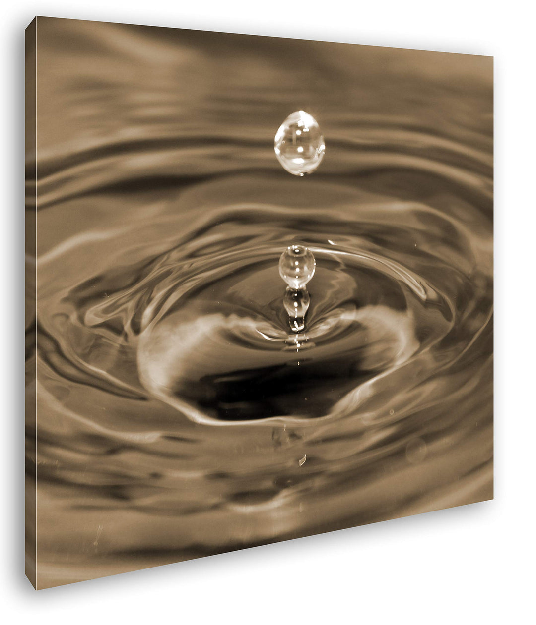 deyoli Wassertropfen Schlagen Wellen Format: 70x70 Effekt: Sepia als Leinwandbild, Motiv auf Echthol