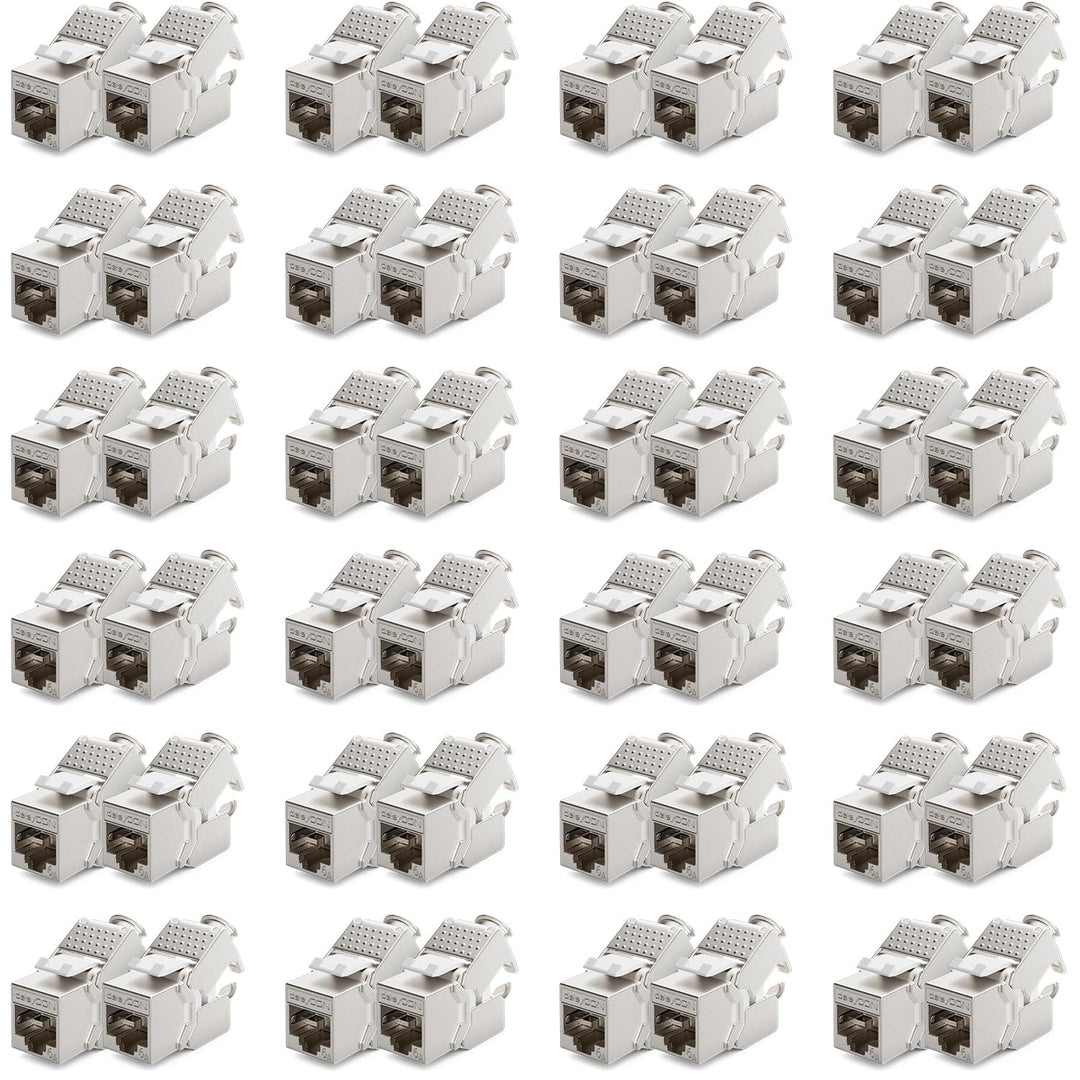 deleyCON 48x Keystone Modul CAT 6a Jack - Vollgeschirmt STP RJ45 Buchse Werkzeugfrei Dank Snap-In Mo