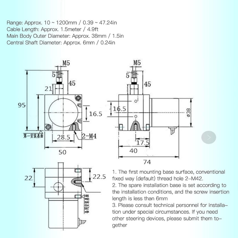 Inkrementalkabel-Encoder, Seilzug-Encoder DC8-24V Lineare Wegmessung Effizient für Zylinder