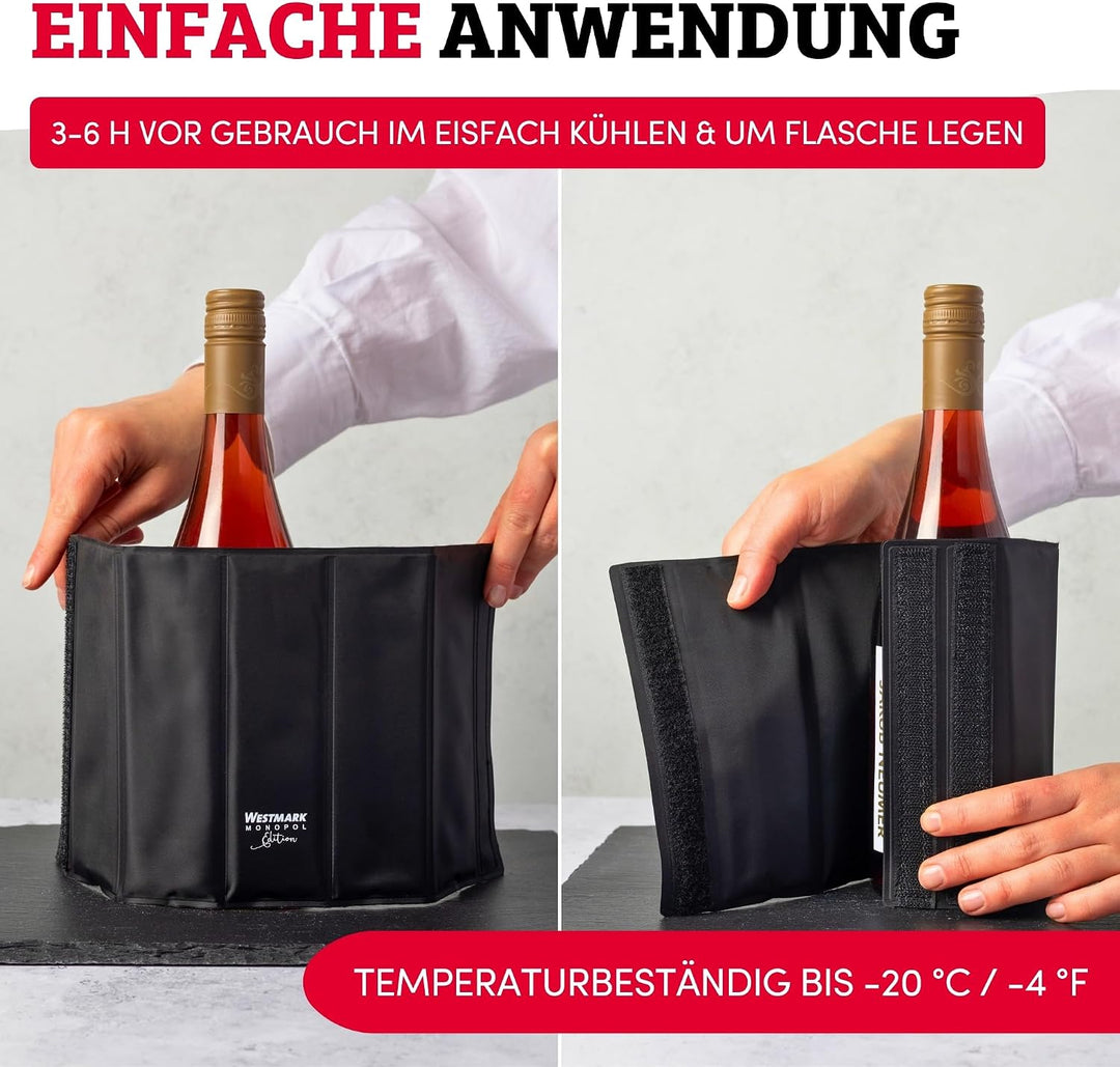 Westmark 2 Kühlmanschetten – Kühlt z.B. Sprudel-, Wein- oder Sektflaschen mit einem Flaschendurchmes