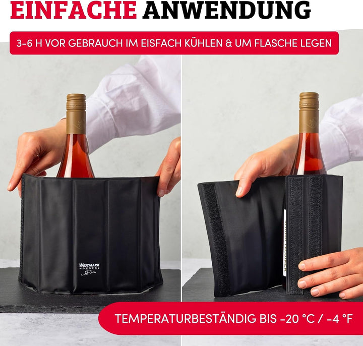 Westmark 2 Kühlmanschetten – Kühlt z.B. Sprudel-, Wein- oder Sektflaschen mit einem Flaschendurchmes