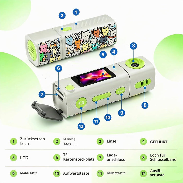 Mini 2K Kamera mit 270° Objektiv, Schlüsselanhänger Tragbar