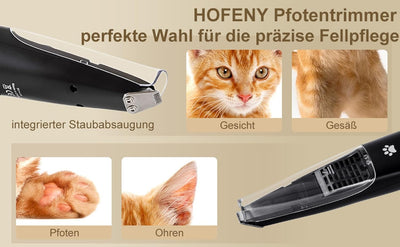 Hofeny Hundeschermaschine mit Staubsauger, Katzenkrallen-Trimmer, leise Pfotenschermaschine, Haustie