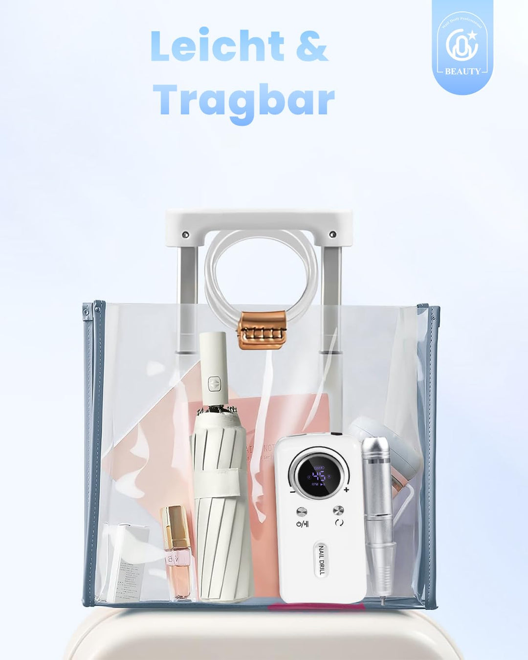 CozyZen Kabellose Nagelfeile Professionell: 45000 U/min Wiederaufladbare Elektrische Nagelfeile Set,