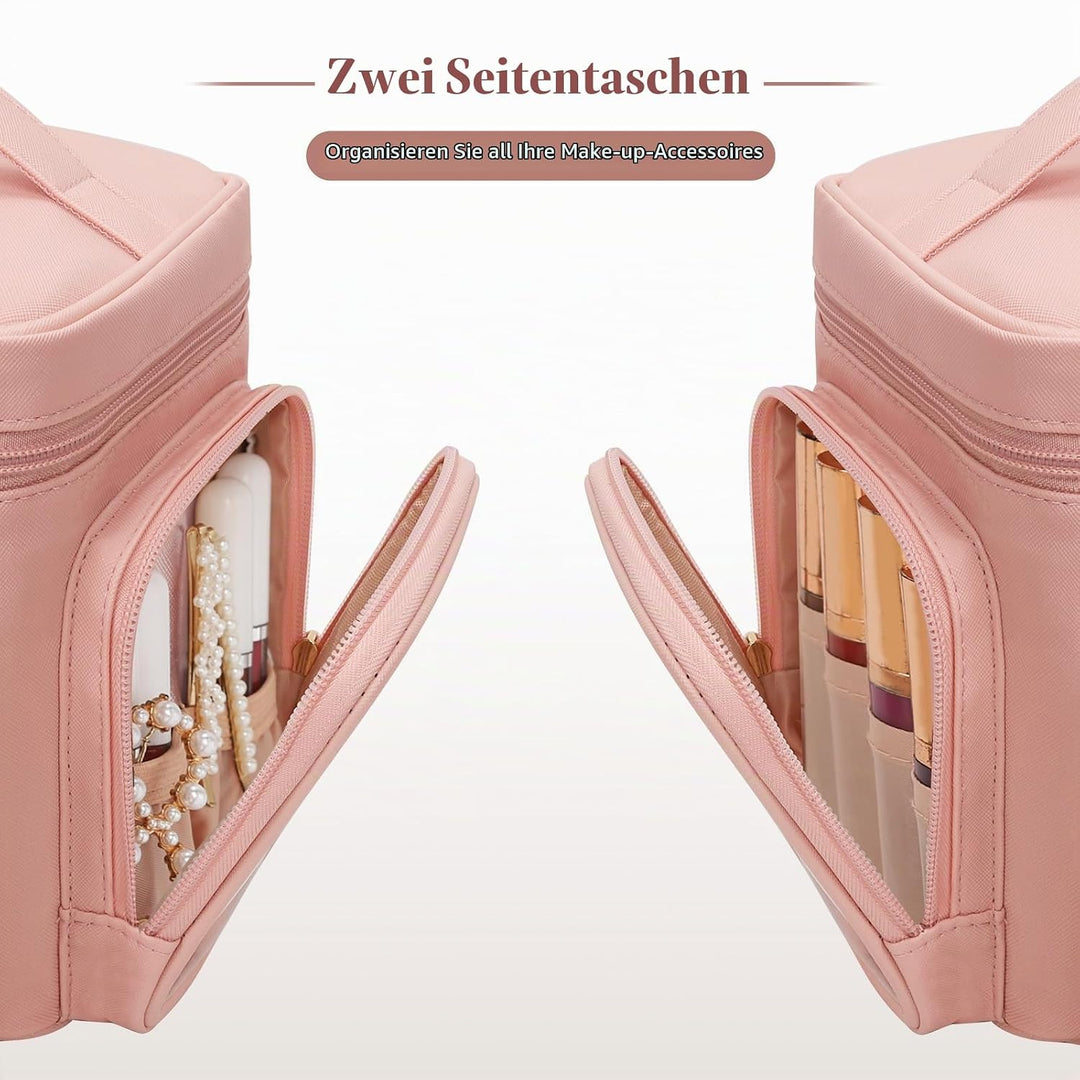 Kosmetiktasche Gross, Reise Make Up Tasche Damen Schminktasche mit Pinselhalter Fach, Portable Makeu