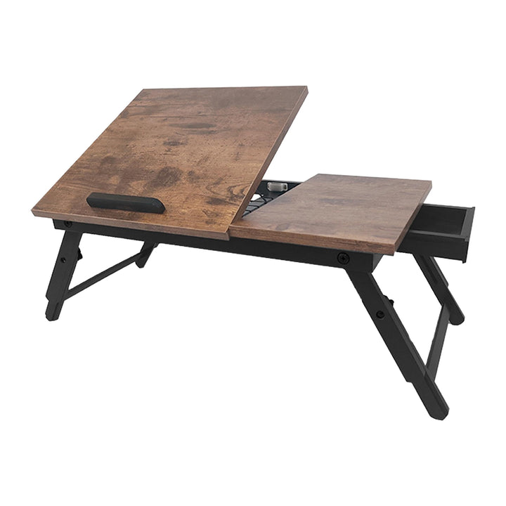 Relaxdays Laptoptisch für Bett & Couch, klappbarer Betttisch, Bambus, höhenverstellbar, Betttablett,