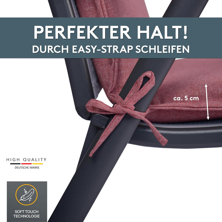 LILENO HOME Sonnenliege Auflage als [1er Set - Rollliege] in Rot - Gartenliegen Auflage perfekt für