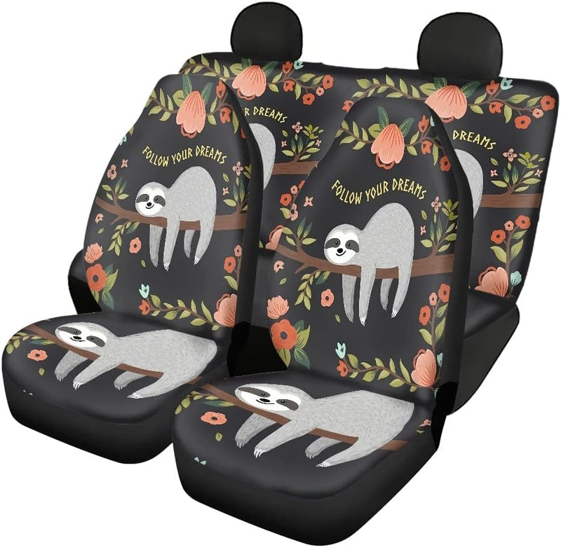 chaqlin Funny Sloth Print Autositzbezüge + Rückenlehnenbezug hinten + Sitzbezug hinten Autositzbezüg