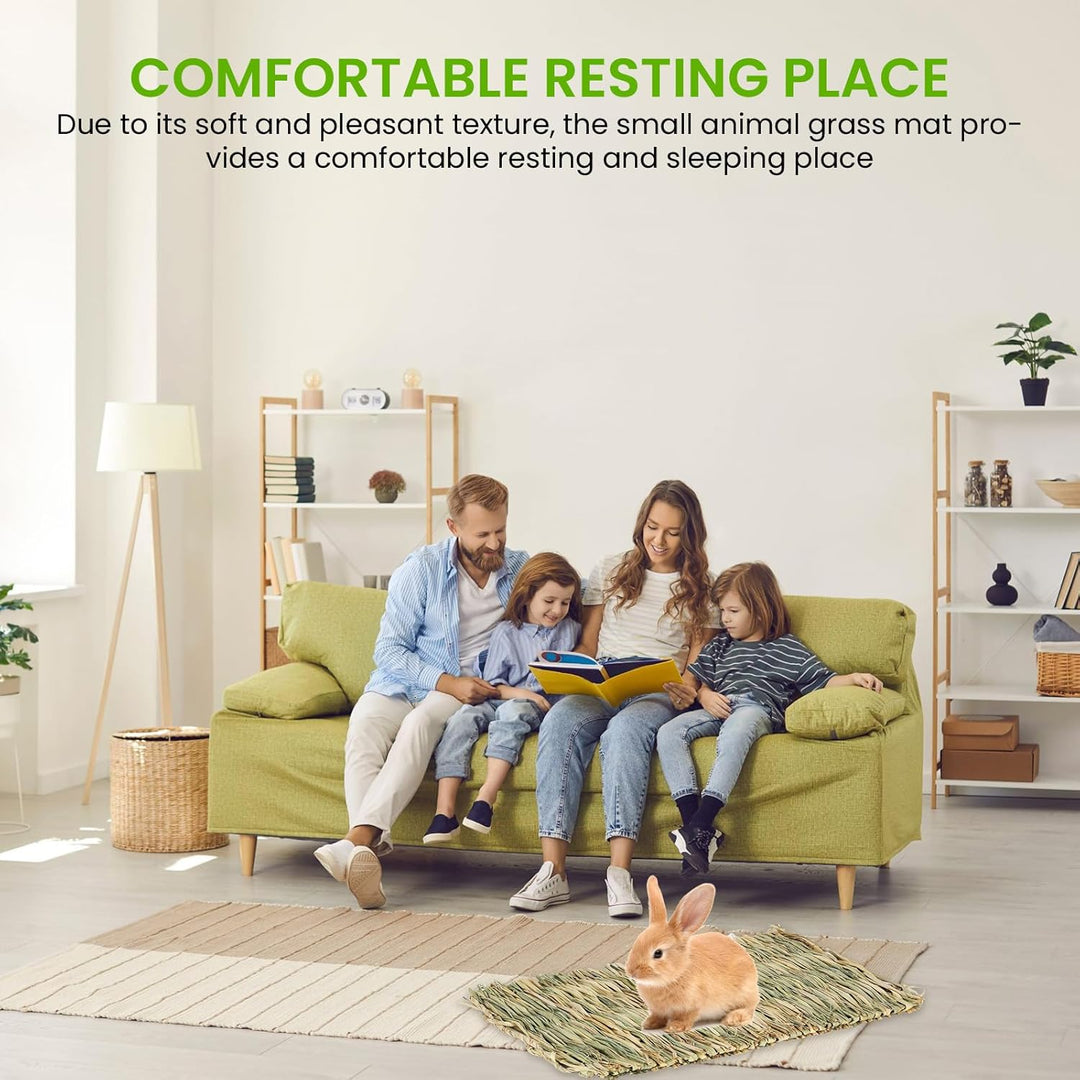 GBKDQQ 8 Stück Kleintier Grasmatten, 28x20cm Grasmatte Gewebte, Kaninchen-Bett, Natürliche Sicher un