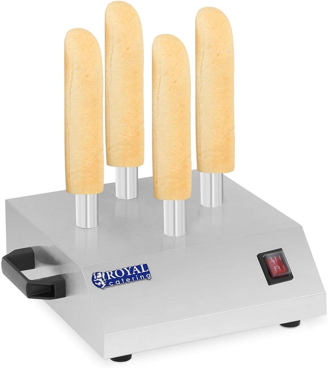 Royal Catering Hot-Dog-Spiesstoaster Hot Dog Toasterstangen 4 Spiesse RCHW-200 (Leistung: 200 W, Tem