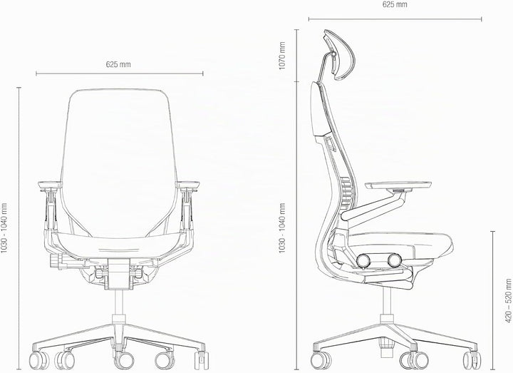 Steelcase Gesture Ergonomischer Bürostuhl mit 360° Armlehnen und 3D-Live Back Lumbalstütze Linse Lin