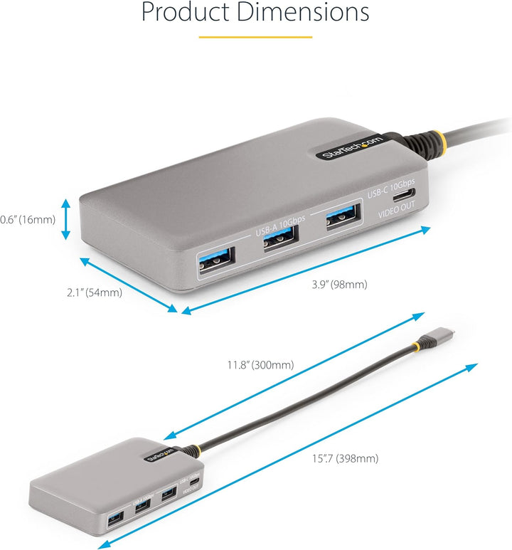 StarTech.com 4-Port USB-C Hub with DP Alt Mode Video Output 4K 60Hz 3x USB-A 1x 100W Power Delivery