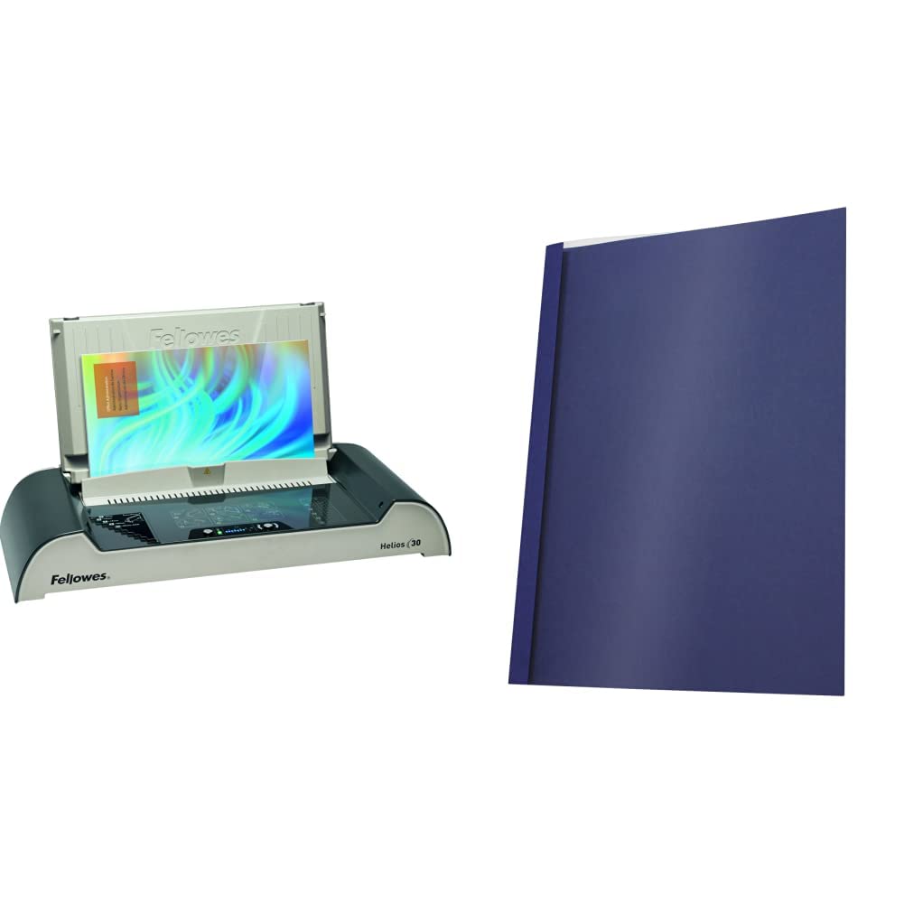 Fellowes 5641001 Büro Thermobindegerät Helios 30 platin/schwarz &amp; Pavo Thermo-bindemappen A4, Rücken