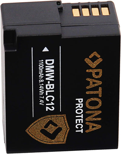 PATONA (2X) Protect V1 DMW-BLC12 E Akku (1100mAh) mit NTC-Sensor und V1 Gehäuse 2x DMW-BLC12 Protect