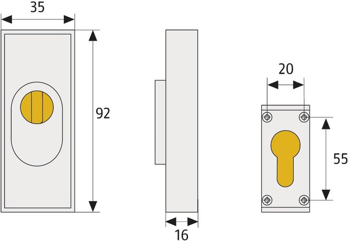 ABUS Tür-Schutzrosette RSZS316 B7 mit Zylinderschutz für Metalltüren, dunkelbraun, 09403, Dunkelbrau