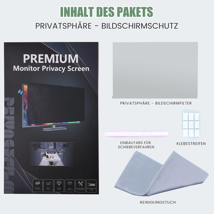 Blickschutzfolie für 31,5/32 Zoll 16:9 Monitor, Abnehmbarer Sichtschutzfilter mit Blaulichtfilter, H