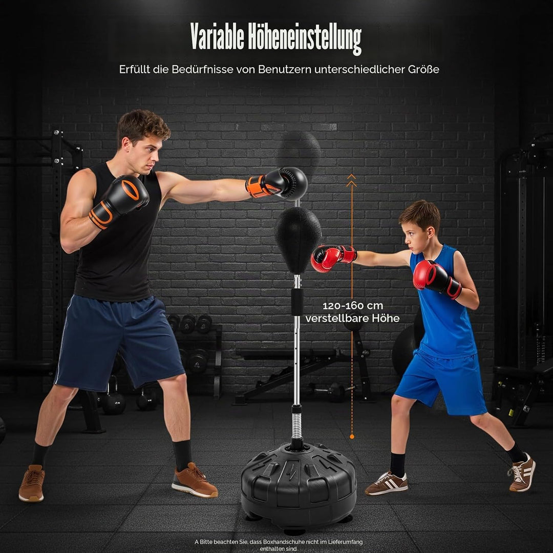 Punchingball mit Stände, 120-156cm Höhenverstellbar Boxbirne Punching Bag Standboxsack Erwachsene Pu