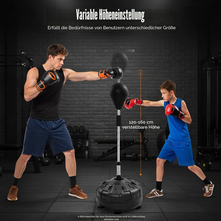 Punchingball mit Stände, 120-156cm Höhenverstellbar Boxbirne Punching Bag Standboxsack Erwachsene Pu