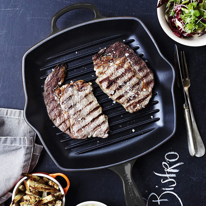 LE CREUSET Signature Gusseisen-Grillpfanne, Quadratisch, 26 cm, Für alle Herdarten inkl. Induktion g