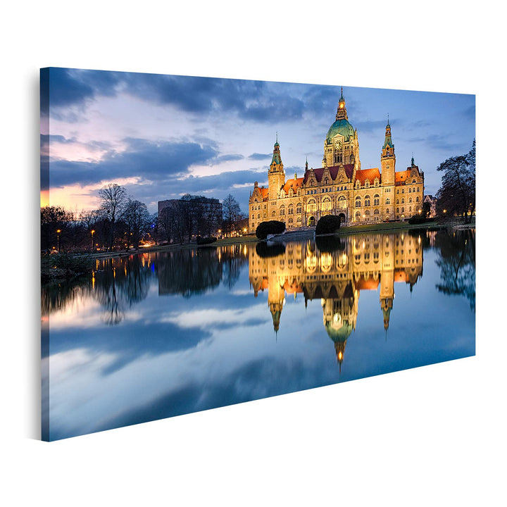 islandburner Bild auf Leinwand Rathaus Von Hannover Deutschland Bei Nacht Bilder Wandbilder Poster L