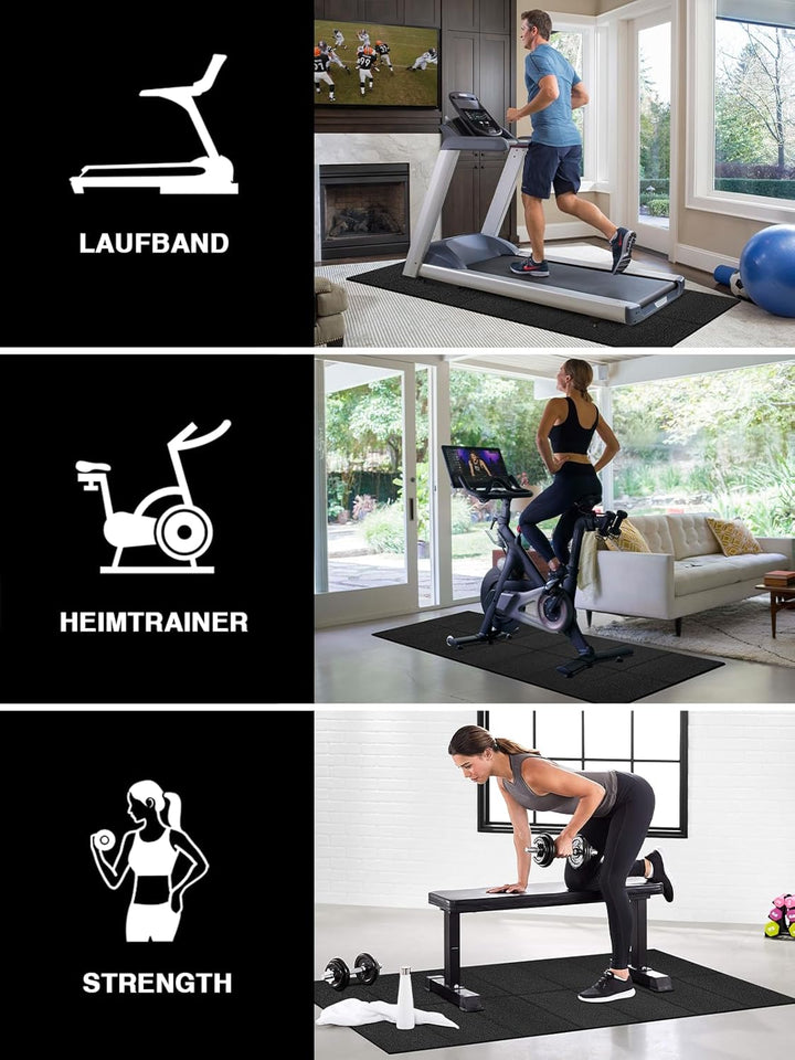 Faltbare Bodenschutzmatte Fitness Unterlegmatte für Fitnessgeräte, 140cmx65cm/160x75cm/180x80cm,6mm