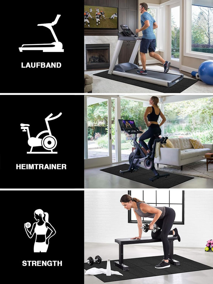 Faltbare Bodenschutzmatte Fitness Unterlegmatte für Fitnessgeräte, 140cmx65cm/160x75cm/180x80cm,6mm