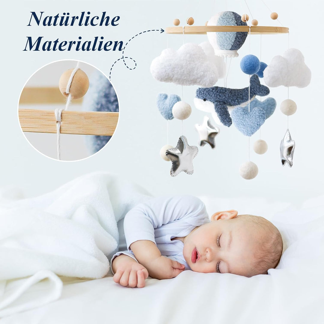 Baby Mobile Baby Windspiele-3D Wal Heissluftballon, Mobile Babybett Bettglocke Anhänger Kinderzimmer