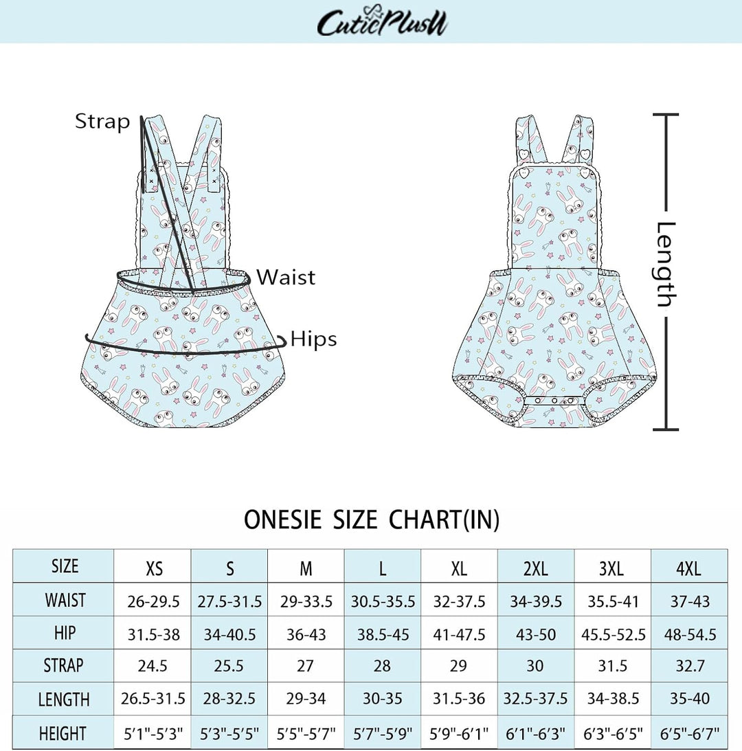 CutiePlusU Baumwolle Knopf Schritt Erwachsene Onesie Strampler Bodysuit Pyjamas- Full Print Overalls