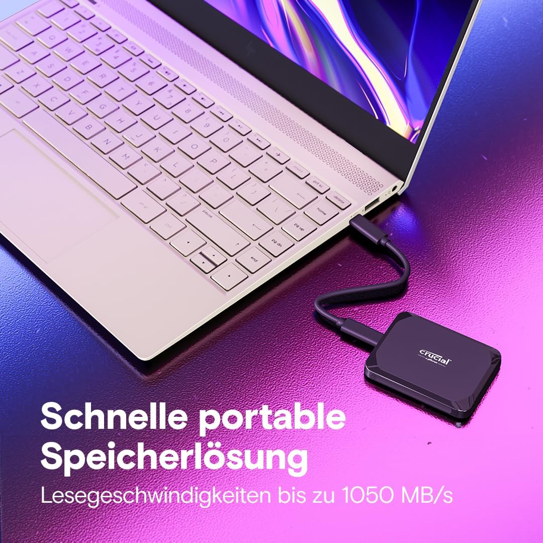 Crucial X9 4TB Portable SSD mit USB-A Adapter - bis zu 1050MB/s - PC und Mac, mit Mylio Photos+, USB