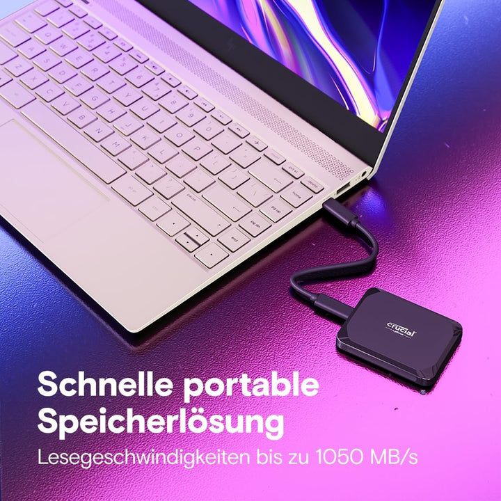 Crucial X9 4TB Portable SSD mit USB-A Adapter - bis zu 1050MB/s - PC und Mac, mit Mylio Photos+, USB