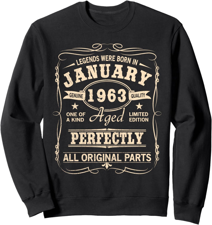 Vintage Jänner 1963 Geburtstag Sweatshirt