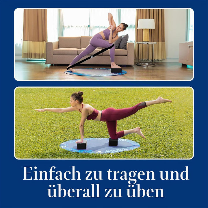 Tumaz Yoga Block 2er Set mit Yoga Gurt [240 cm] - Yoga Blöcke Eva-Schaum mit hoher Dichte und gering