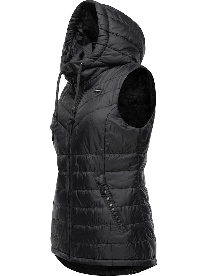 Ragwear Damen Winterjacke warme Steppweste mit Kapuze Lucinda Vest XS-XXL XL Schwarz, XL Schwarz