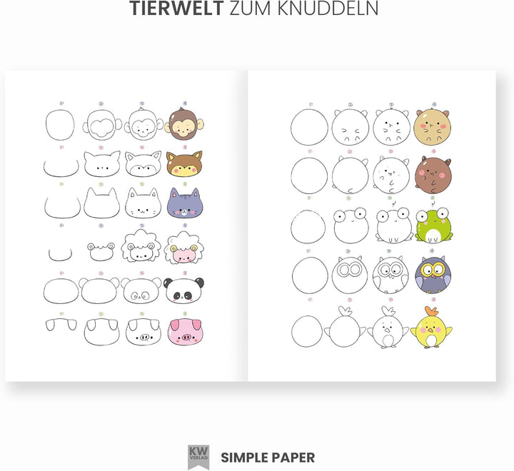 Kawaii zeichnen lernen – über 500 Motive malen lernen: süsse Sachen & süsse Tiere Zeichenbuch - Kawa