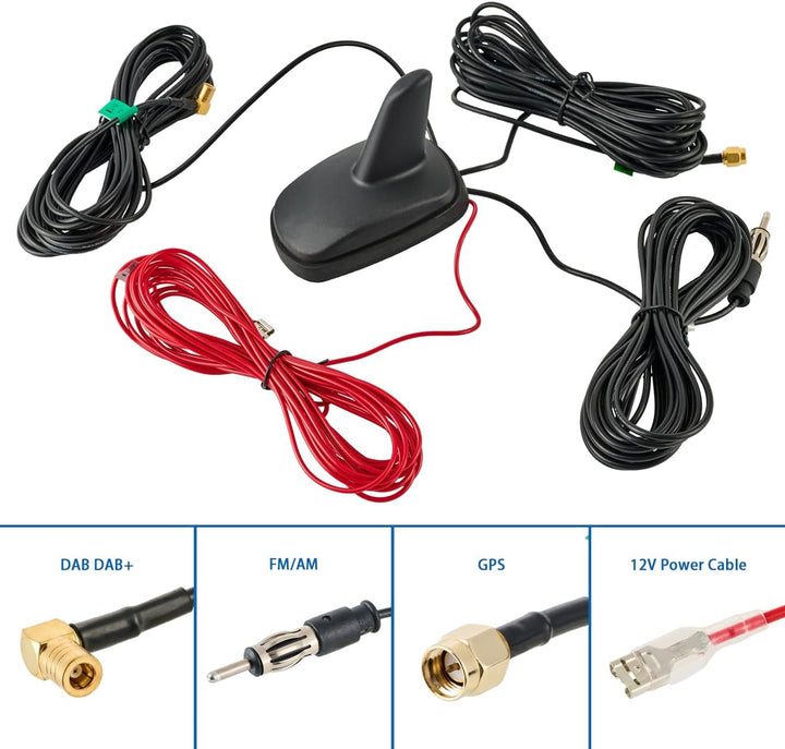 Vecys DAB DAB + FM/AM GPS Autoantenne Haifischflosse FM/AM GPS Autodachantenne Signalverstärker SMB