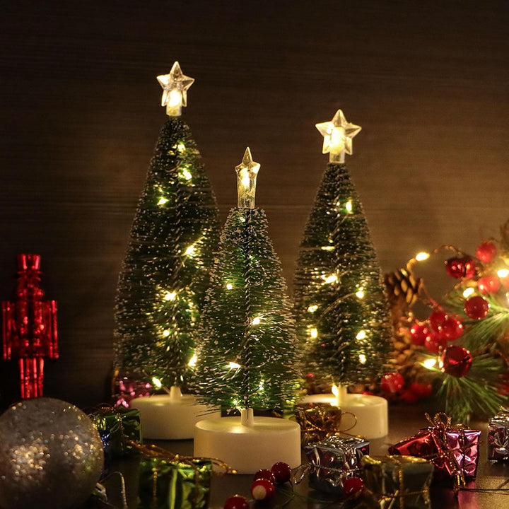 3 Stück LED Mini Weihnachtsbaum,Tannenbaum Künstlich Klein,Bunte Lichter Weihnachtsbaum,Mini Weihnac
